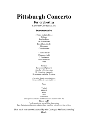 Carson Cooman: Pittsburgh Concerto (2005) for orchestra, study score