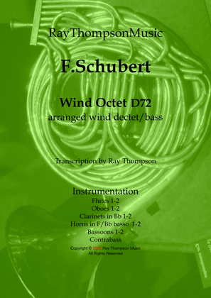 Book cover for Schubert: Wind Octet D72 (Complete) arranged wind dectet/bass - symphonic wind ensemble