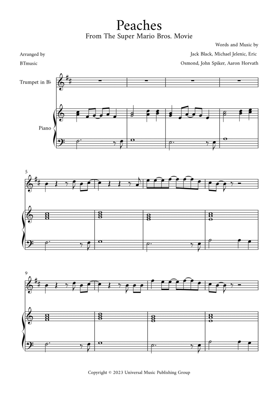 Peaches B-Flat Trumpet scores gallery preview page 1