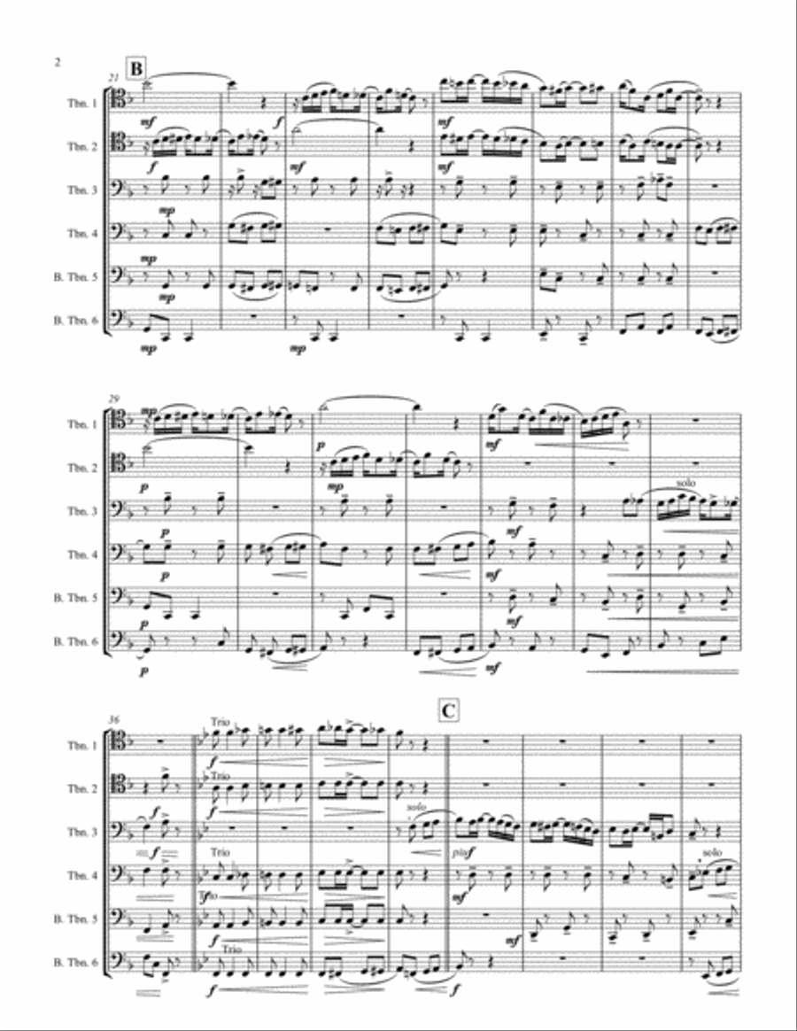 Red Pepper Two-Step for 6 trombones Brass Ensemble scores gallery preview page 2