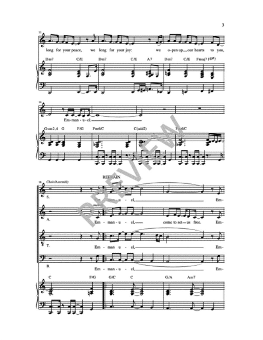 Emmanuel, Come to Set Us Free 4-Part scores gallery preview page 10