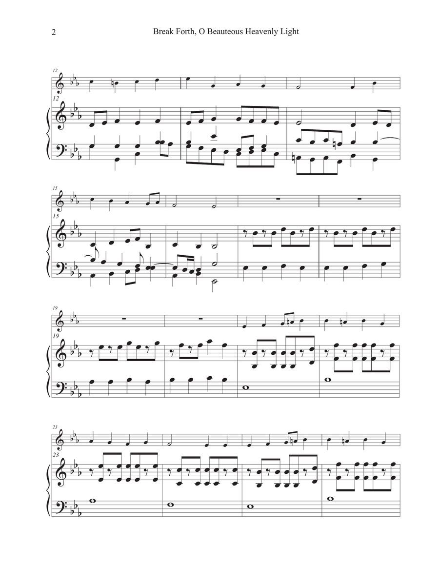 Break Forth O Beauteous Heavenly Light (Hymn Tune: ERMUNTRE DICH) Flute Solo scores gallery preview page 2