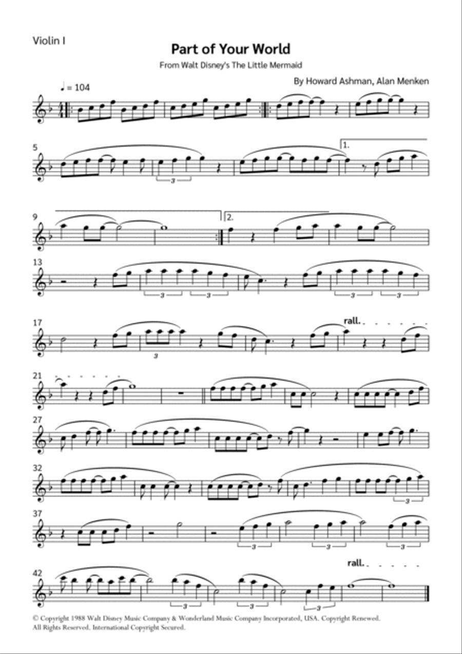 Part Of Your World (reprise) String Quintet scores gallery preview page 6