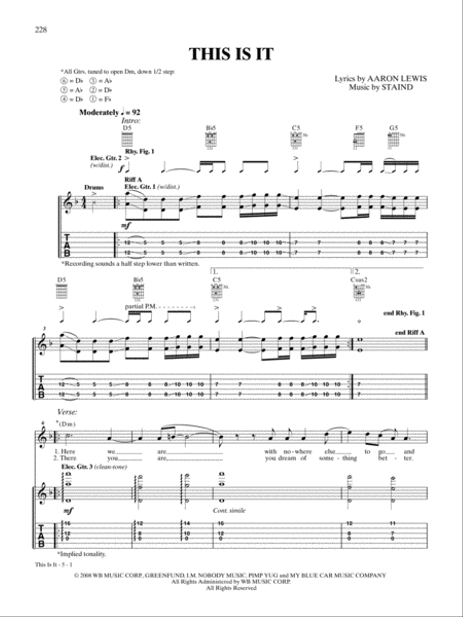 This Is It Guitar Tablature scores gallery preview page 1