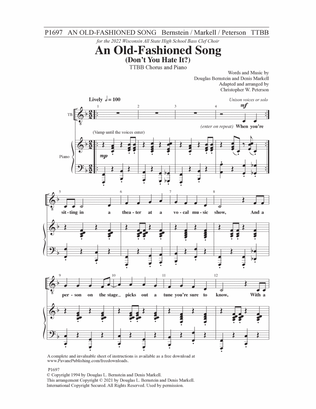 Book cover for An Old-Fashioned Song (Don't You Hate It?) (arr. Christopher Peterson)