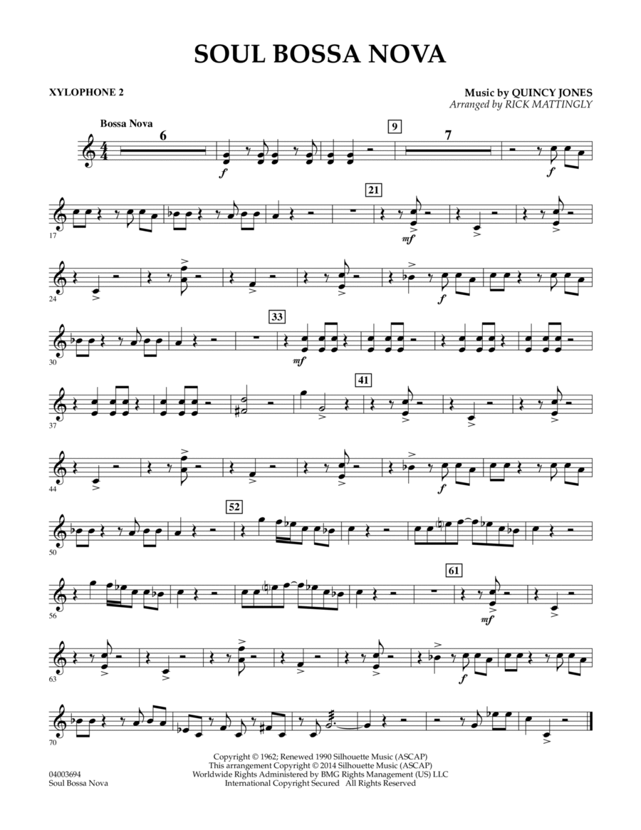 Soul Bossa Nova - Xylophone 2 Concert Band scores gallery preview page 1