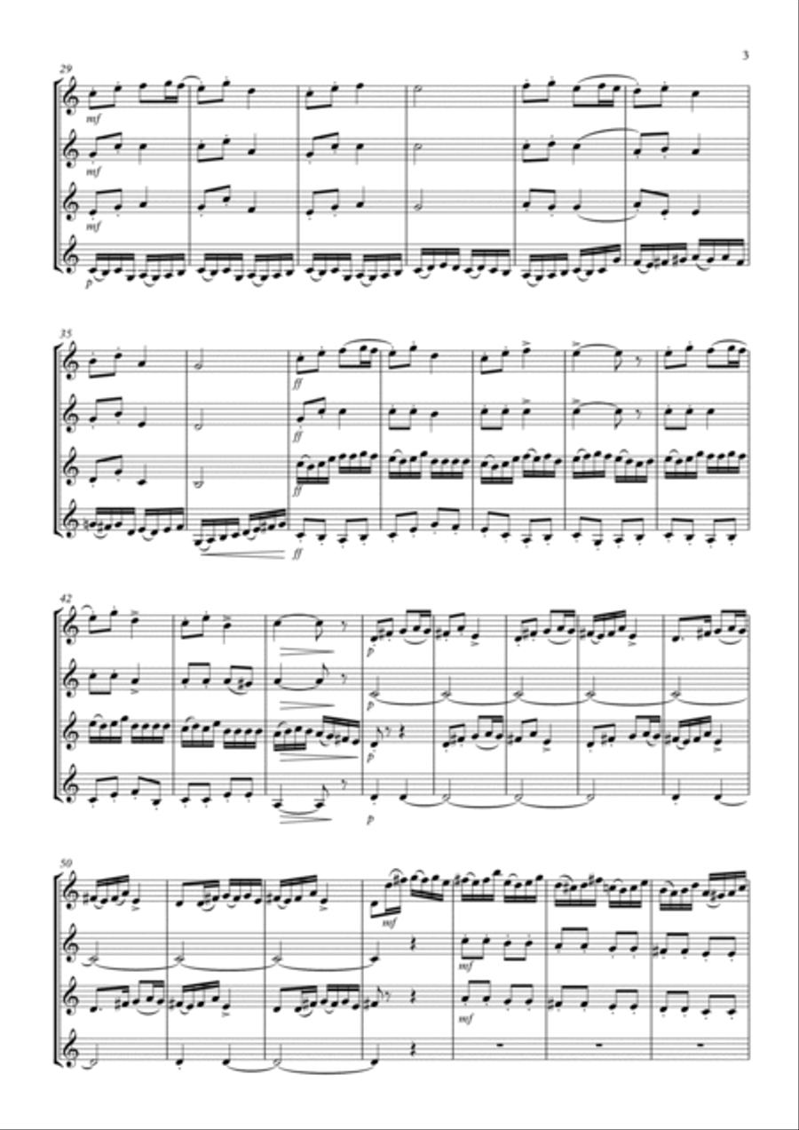 Dance of the Tumblers from 'The Snow Maiden Clarinet Quartet scores gallery preview page 3