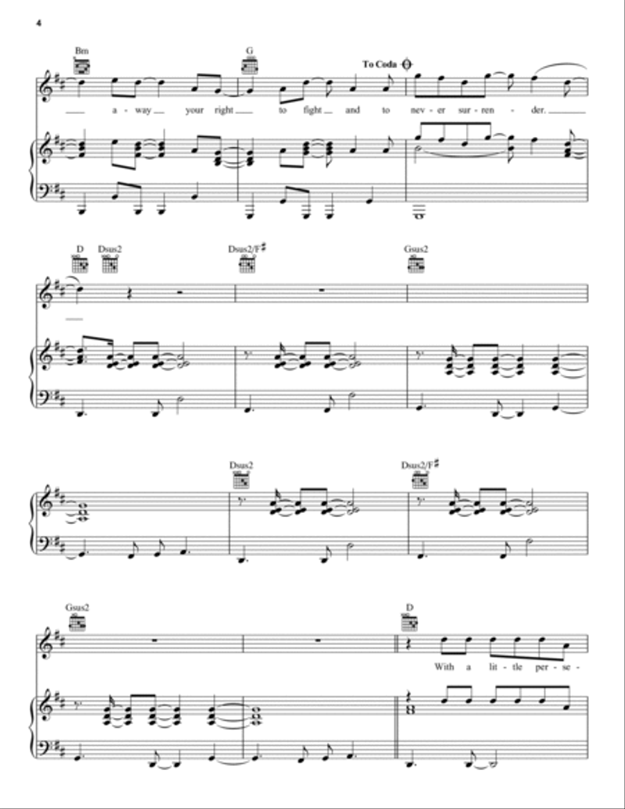 Never Surrender Never Surrender Piano, Vocal, Guitar scores gallery preview page 4