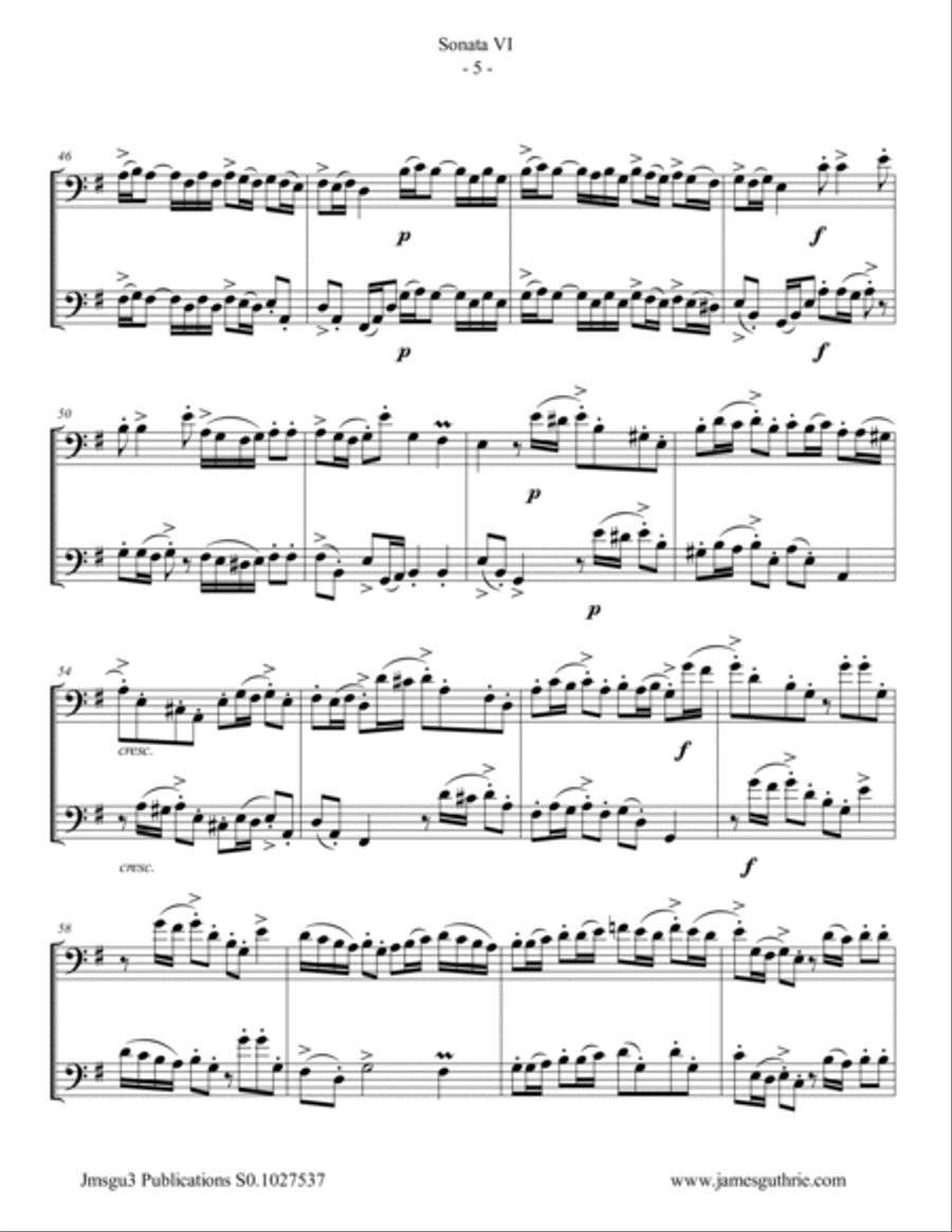 Handel: Sonata No. 6 for Euphonium Duo Brass Duet scores gallery preview page 5
