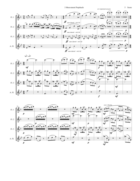 Trois Mouvements perpetuels (3 Perpetual Movements) by Poulenc for Flute Quartet image number null