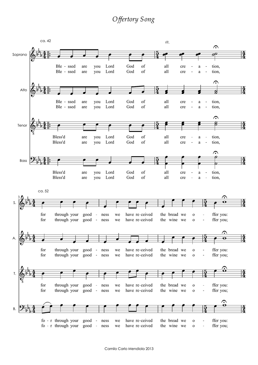 Offertory Song 4-Part scores gallery preview page 1