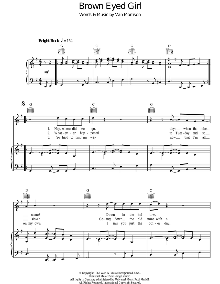 Brown Eyed Girl Acoustic Guitar scores gallery preview page 1