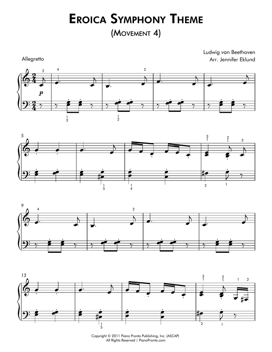 Eroica Symphony Theme (Movement 4) (Piano Solo with Music History Lesson) Piano Method scores gallery preview page 2