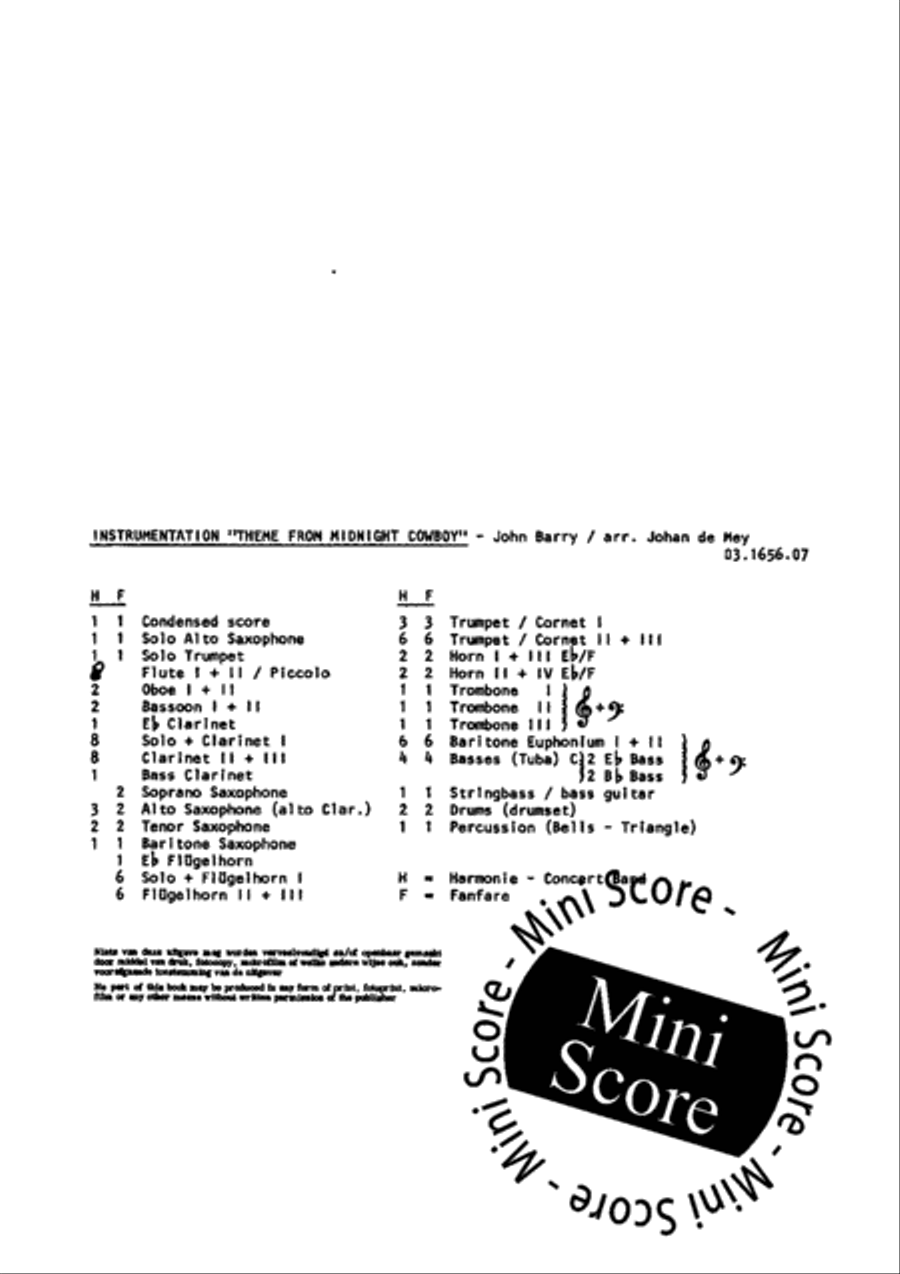 Midnight Cowboy Fanfare Band scores gallery preview page 7