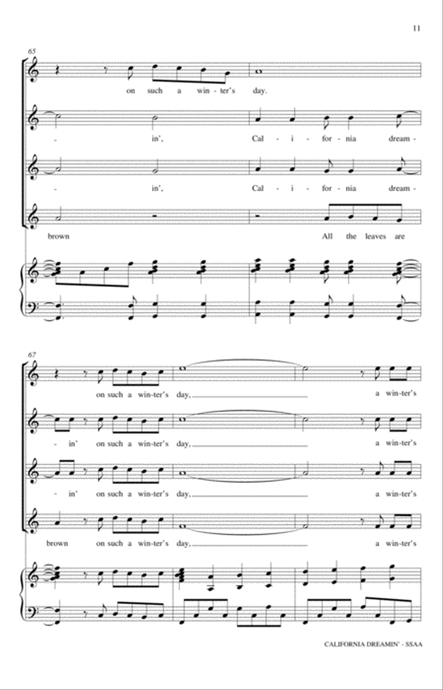 California Dreamin' (arr. Mac Huff) SSAA scores gallery preview page 11