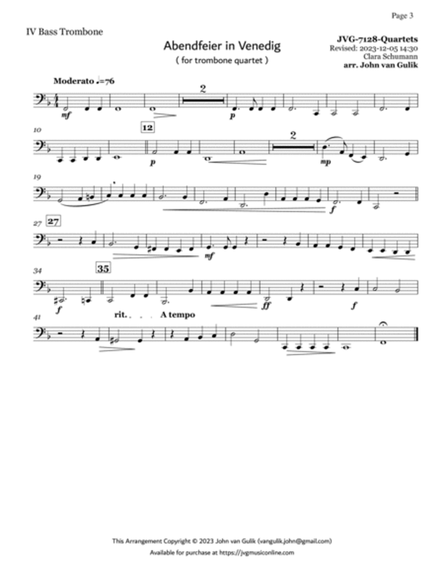 51 Trombone Quartets - Part 4 Bass Clef