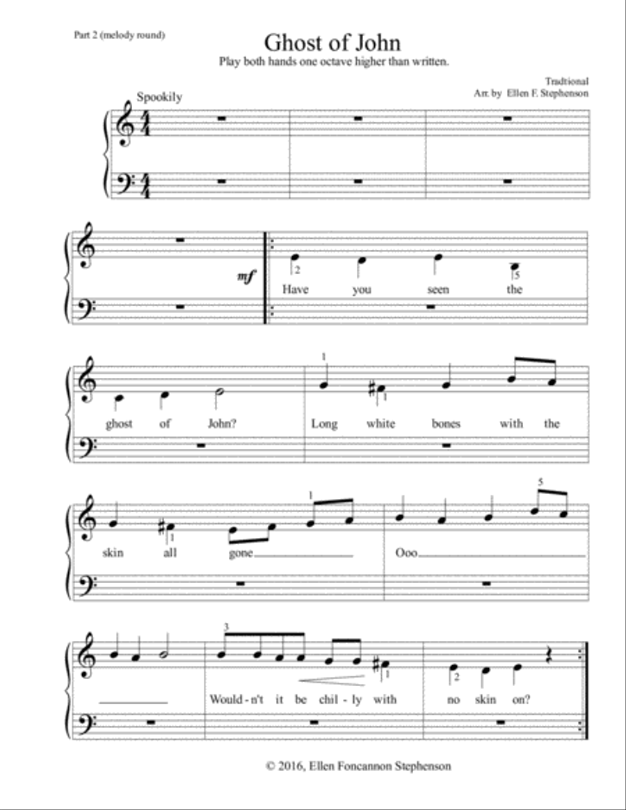 Ghost of John (solo, 1P/4H and 1P/6H) Piano Method scores gallery preview page 2