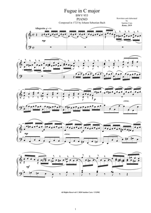 Book cover for Bach - Fugue in C major BWV 953 for Piano