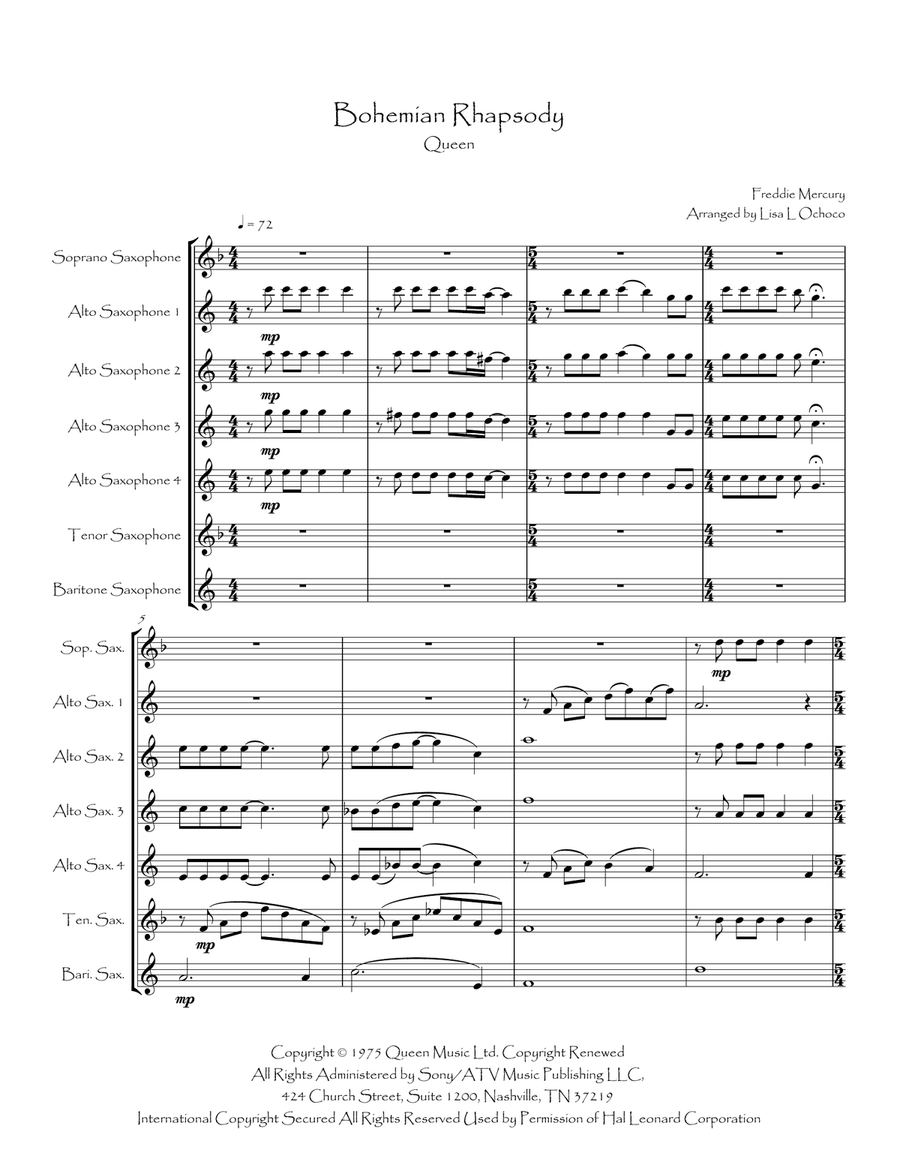 Bohemian Rhapsody Woodwind Ensemble scores gallery preview page 3