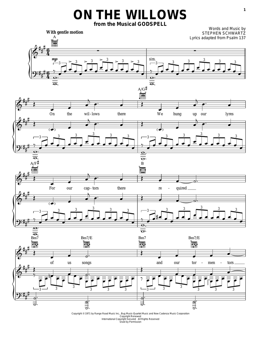 On The Willows On The Willows Piano, Vocal, Guitar scores gallery preview page 1