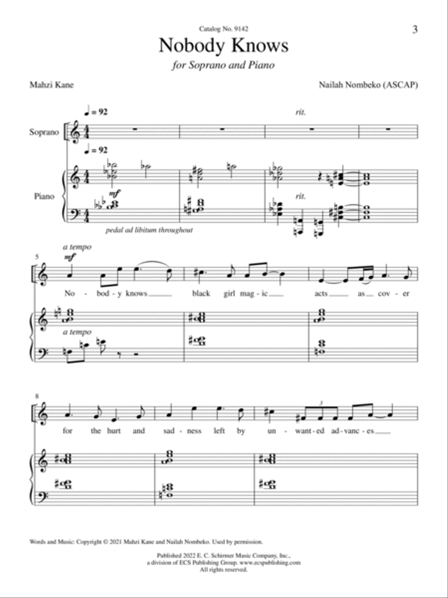 Nobody Knows Soprano Voice scores gallery preview page 3