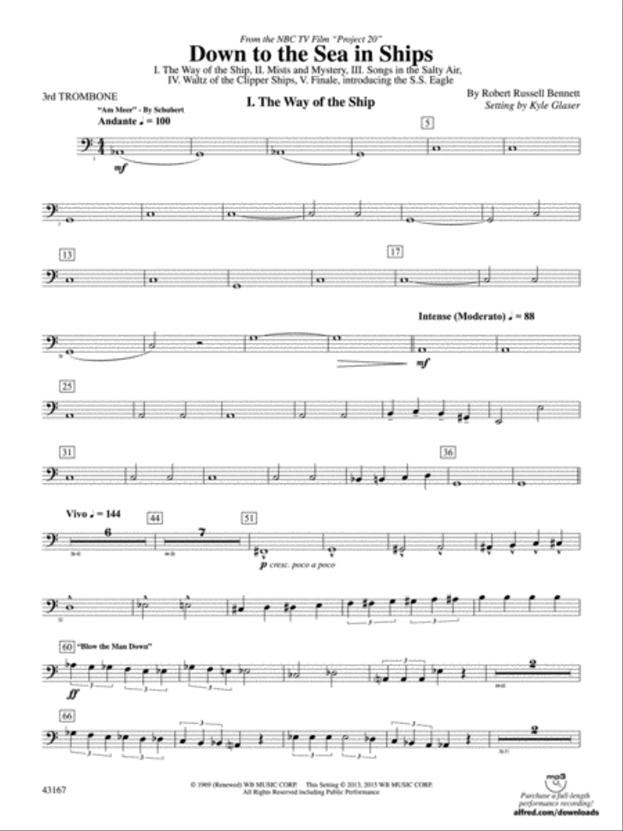 Down to the Sea in Ships (from the NBC TV Film Project 20): 3rd Trombone Concert Band scores gallery preview page 2
