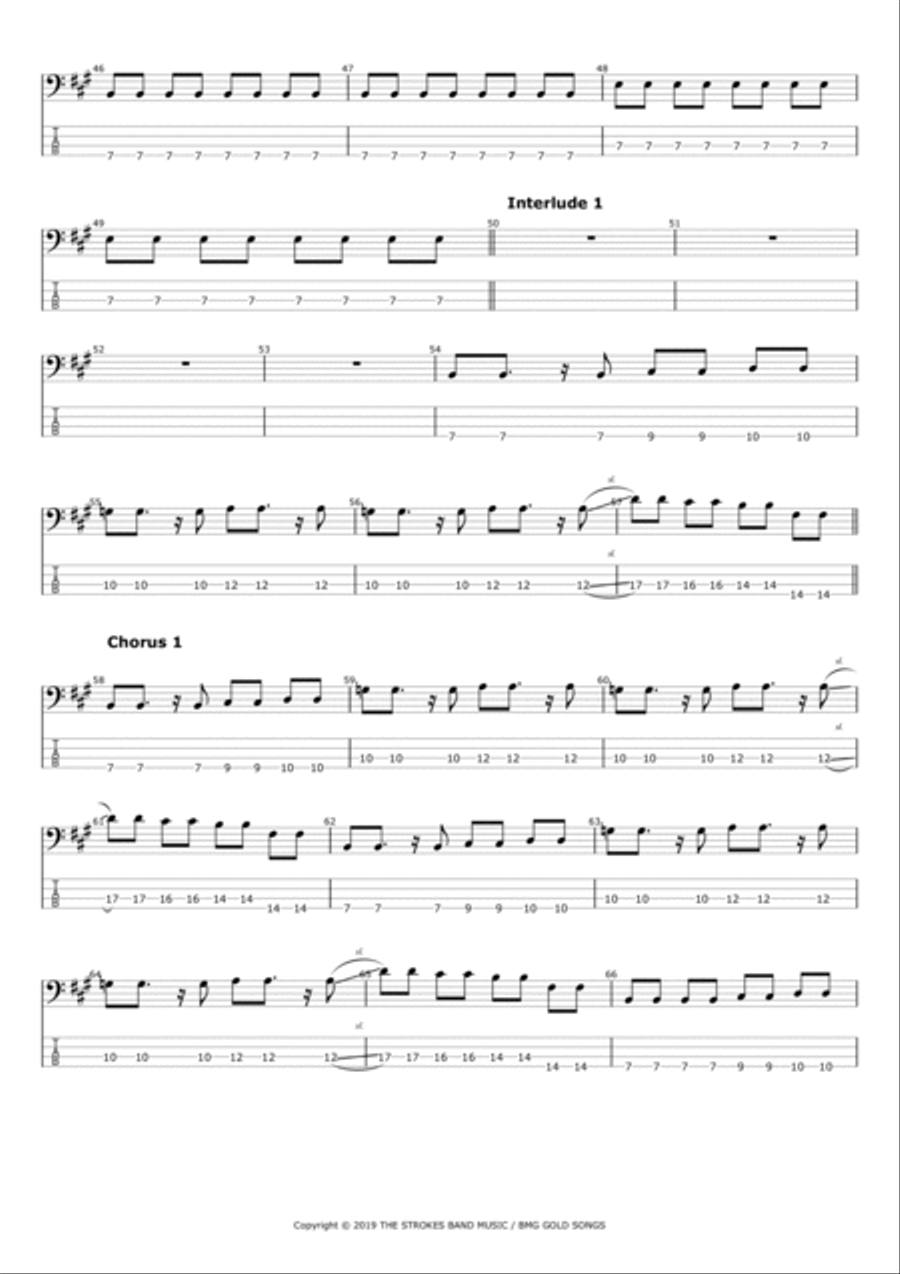 Reptilia Bass Guitar scores gallery preview page 3