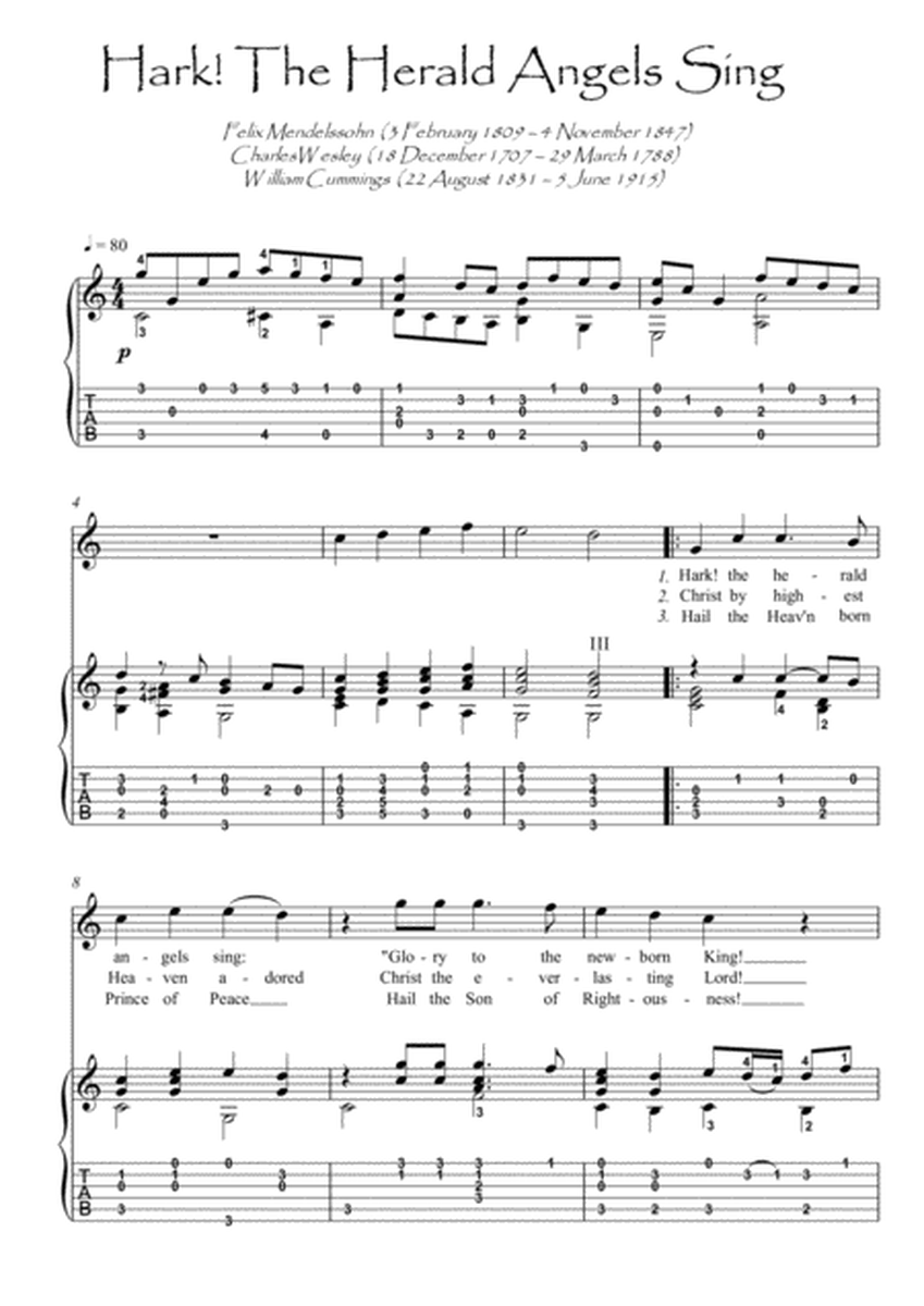 Hark! The Herald Angels Sing guitar fingerstyle image number null