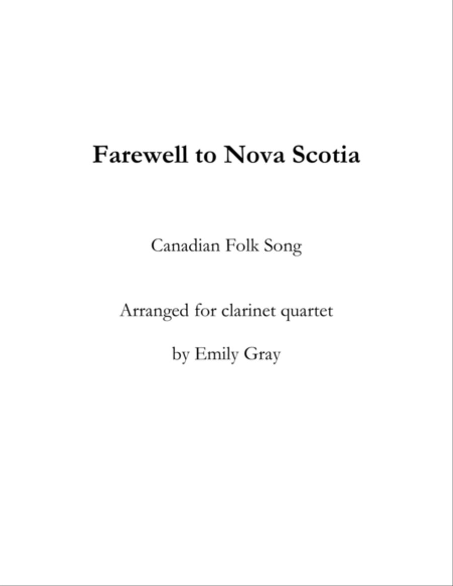 Farewell to Nova Scotia Woodwind Quartet scores gallery preview page 1