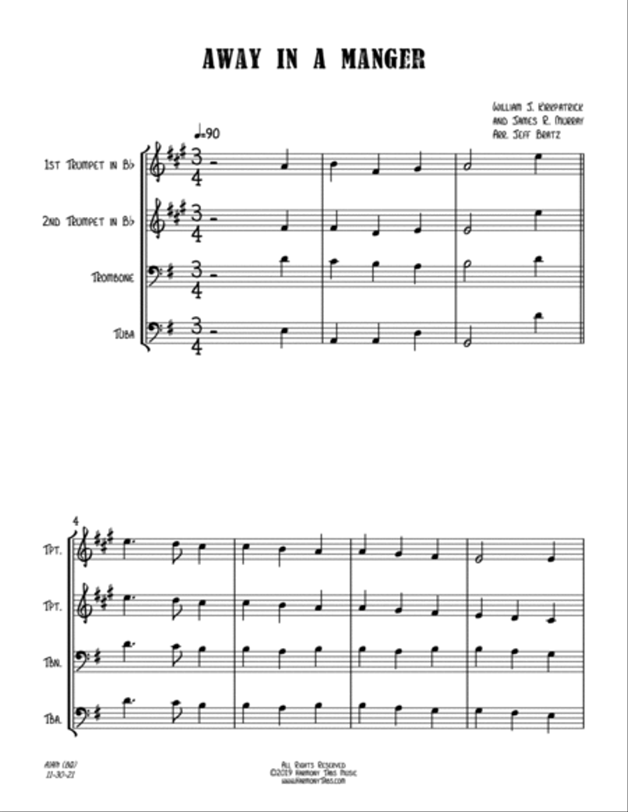 Away In A Manger (Brass Quartet) Brass Quartet scores gallery preview page 2