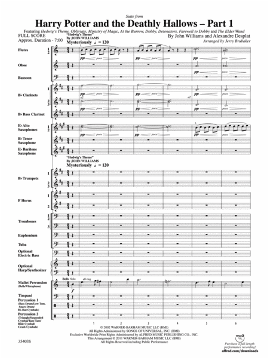 Harry Potter and the Deathly Hallows, Part 1, Suite from Concert Band scores gallery preview page 2