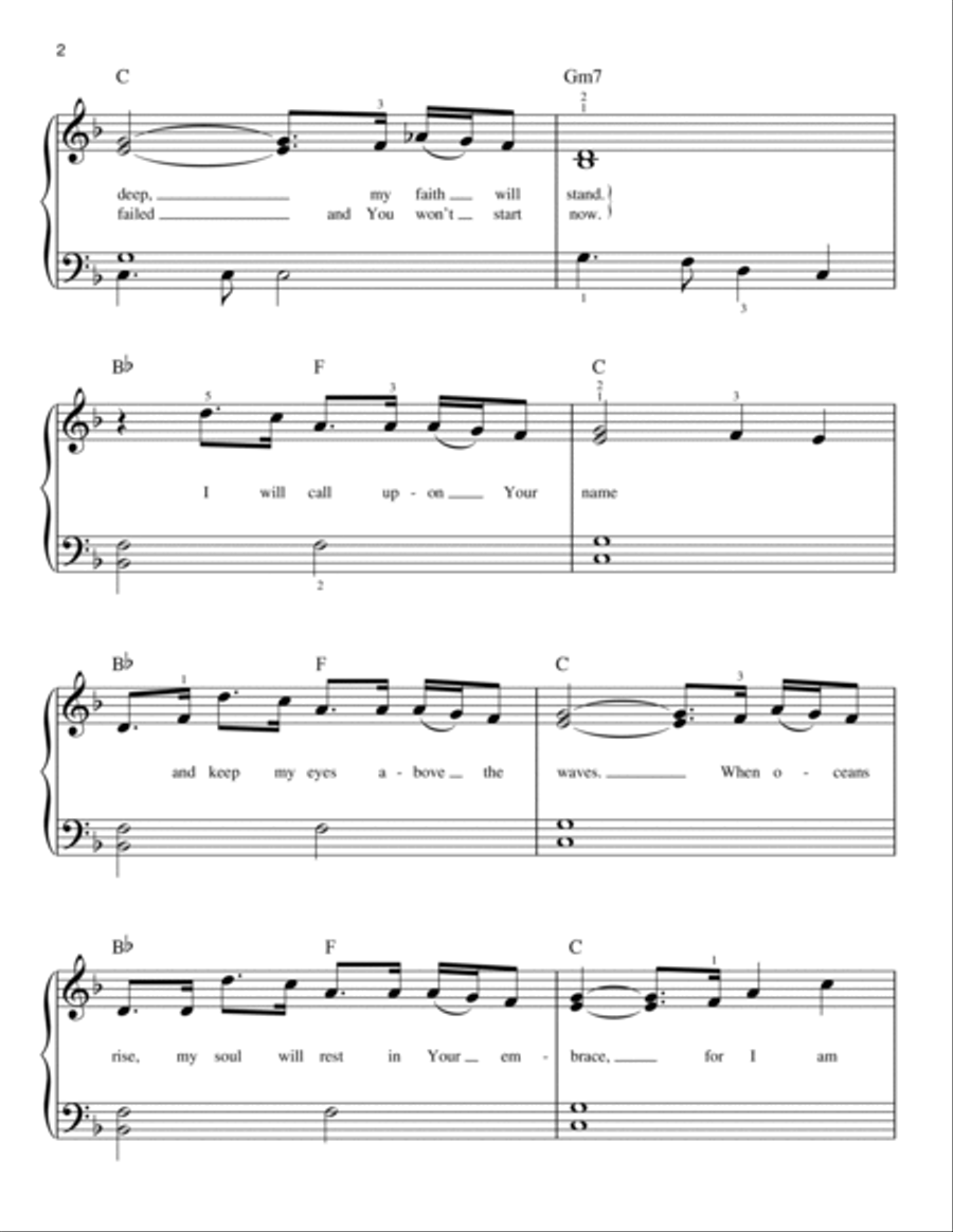 Oceans (Where Feet May Fail) Easy Piano scores gallery preview page 2