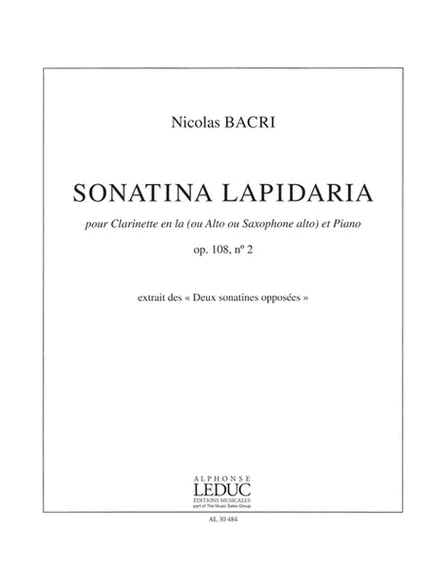 Bacri Nicolas Sonatina Lapidaria Op 108 No 2 Clarinet In A & Piano Bk