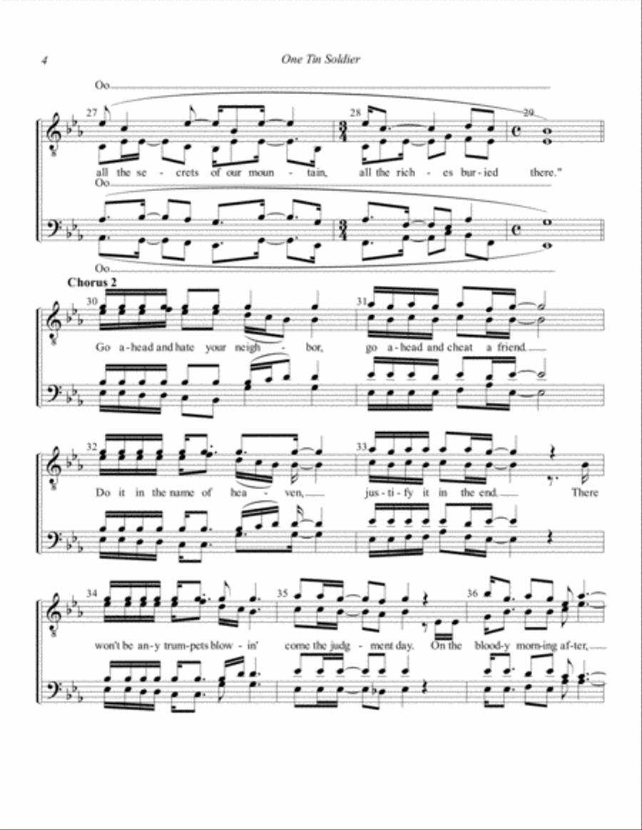 One Tin Soldier One Tin Soldier TTBB scores gallery preview page 4