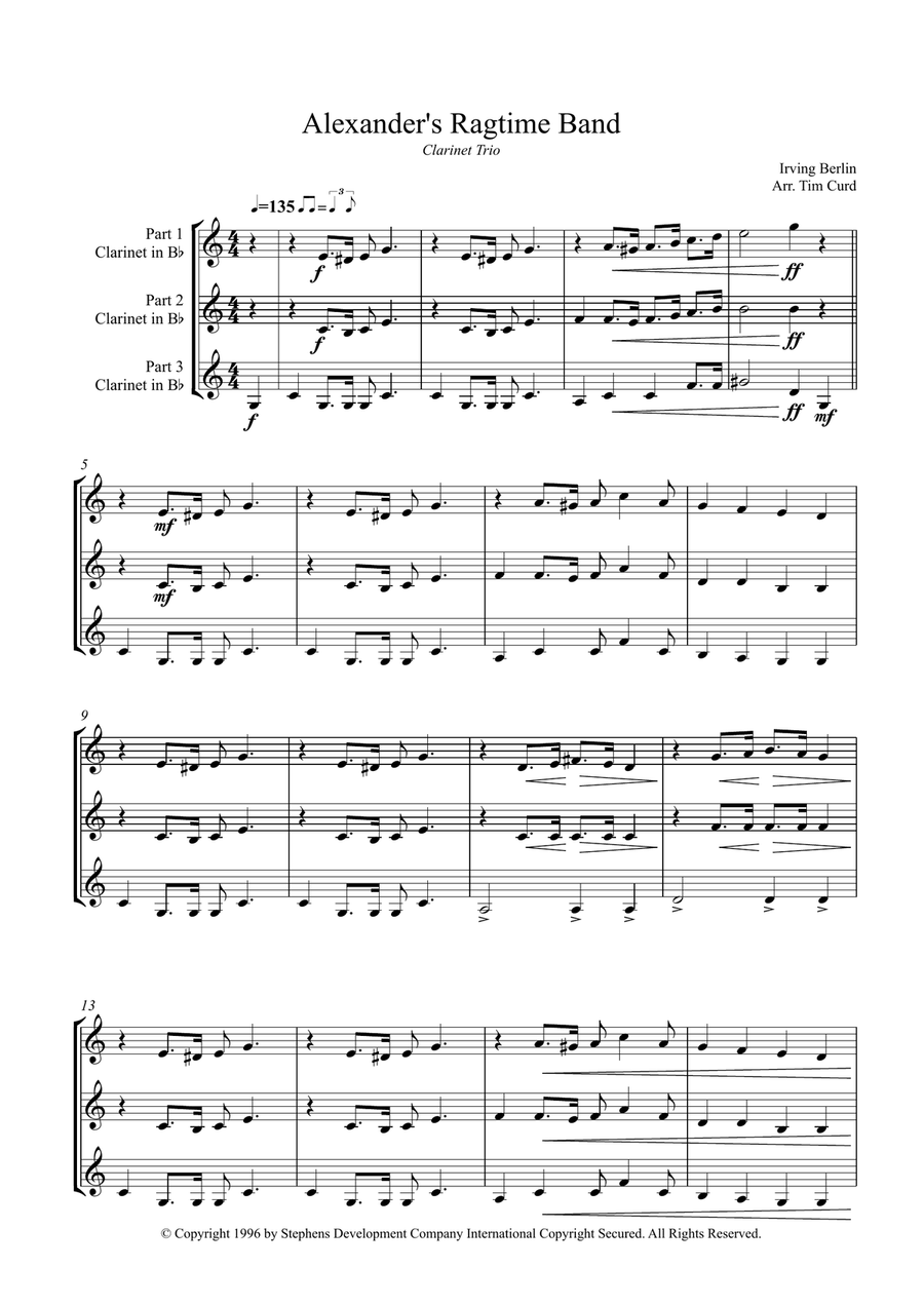 Alexander's Ragtime Band Woodwind Trio scores gallery preview page 2