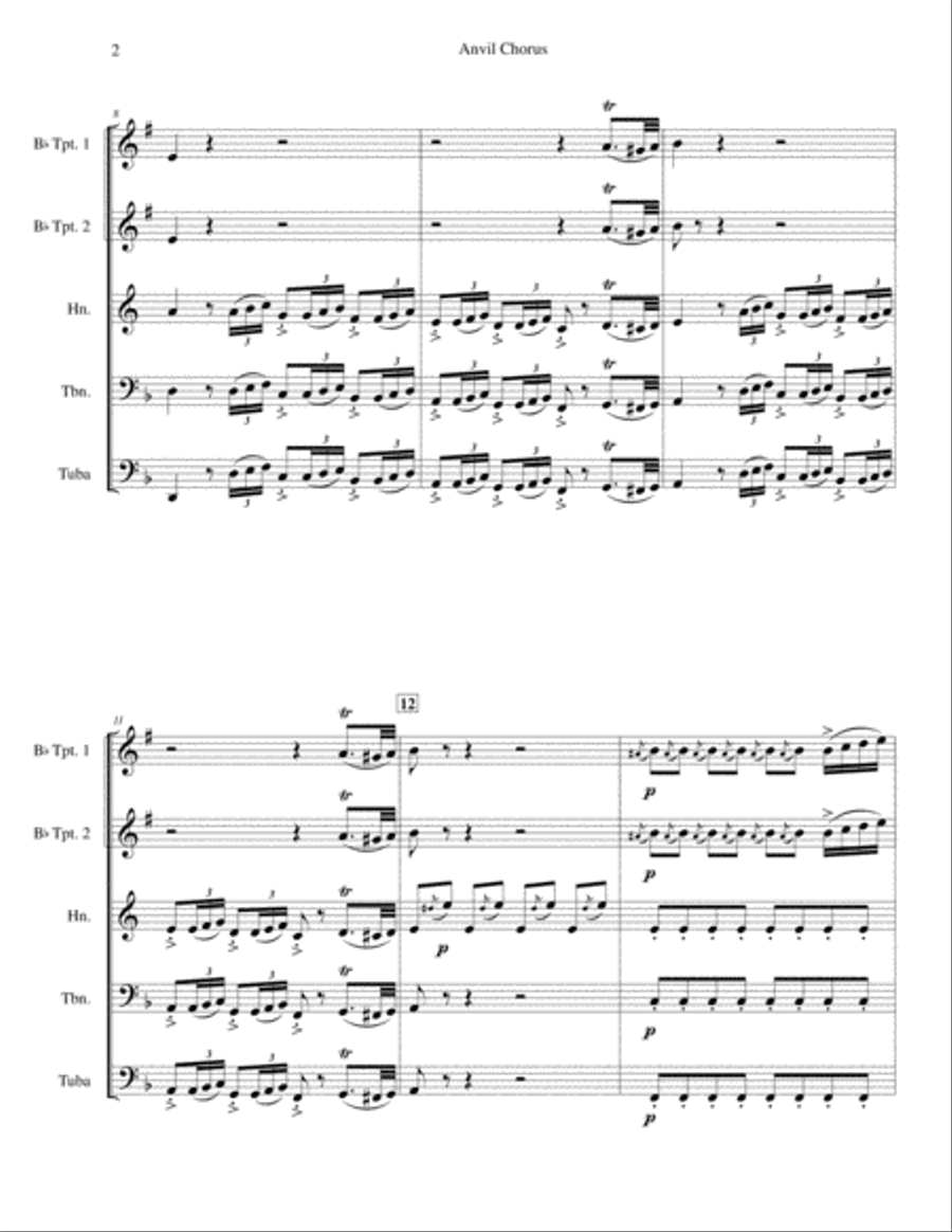 Anvil Chorus Anvil Chorus Brass Ensemble scores gallery preview page 2