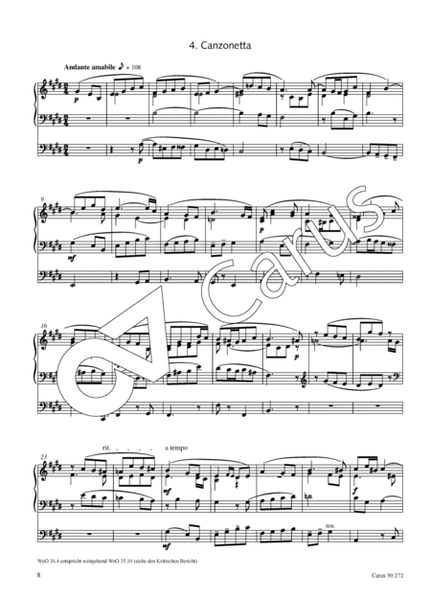 Six short pieces for the organ