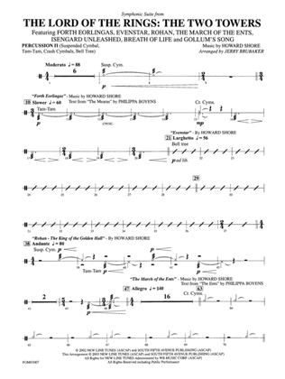 Book cover for The Lord of the Rings: The Two Towers, Symphonic Suite from: 2nd Percussion