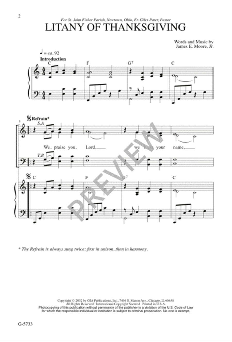 Litany of Thanksgiving 4-Part scores gallery preview page 3