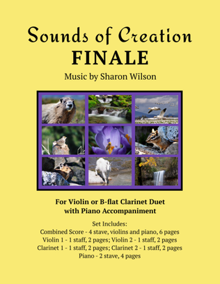 Book cover for Sounds of Creation: Finale (Violin and/or B-flat Clarinet Duet with Piano Accompaniment)