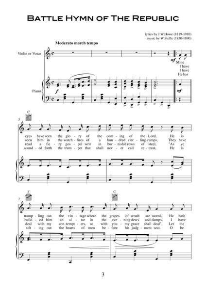Patriotic Collection, USA Tunes and Songs arrangements for violin (or voice) and piano