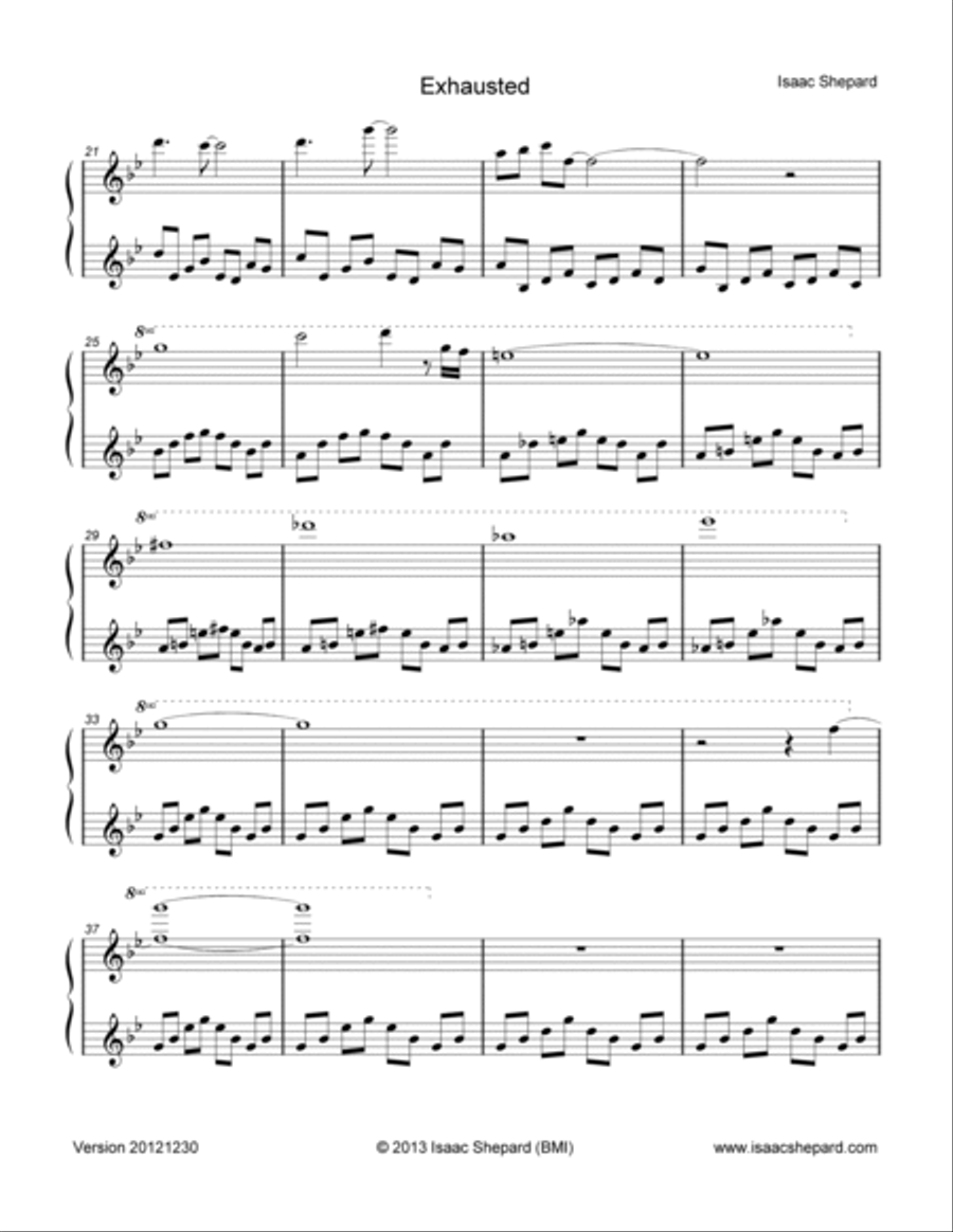 Exhausted Piano Solo scores gallery preview page 2