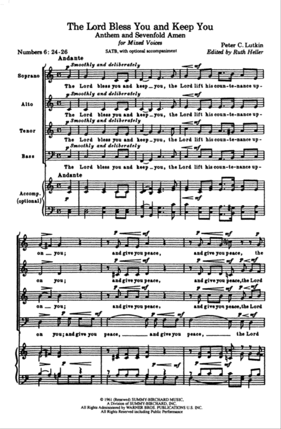 The Lord Bless You and Keep You Choir scores gallery preview page 1