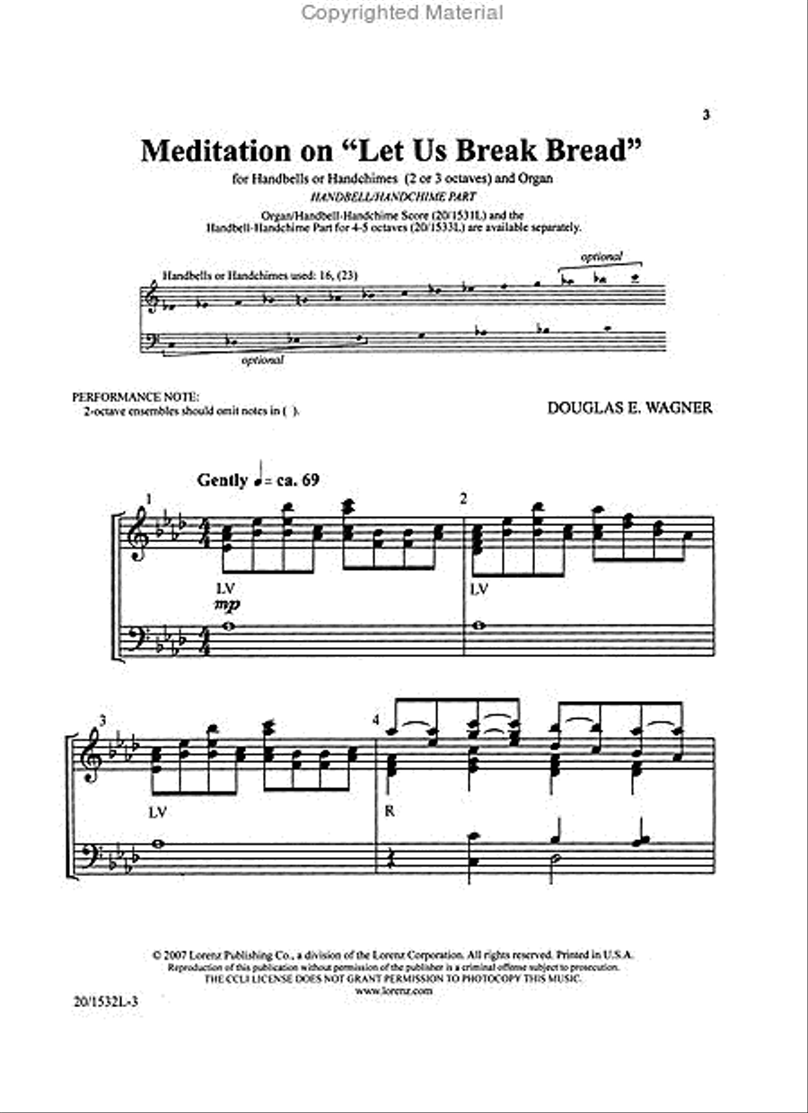 Meditation on "Let Us Break Bread" - 2-3 Octave Handbell/Handchime Part image number null