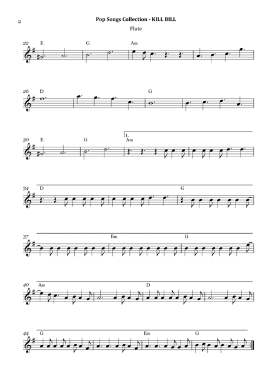 Kill Bill Flute Solo Digital Sheet Music Sheet Music Plus