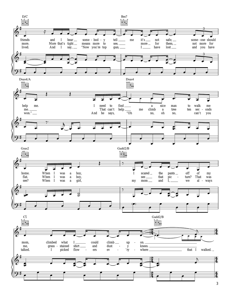 When I Was A Boy Piano, Vocal, Guitar scores gallery preview page 3