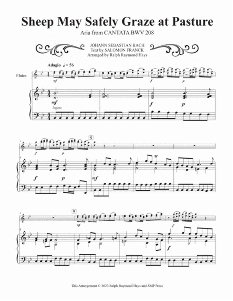 Sheep May Safely Graze at Pasture (flute duet and piano) Flute Duet scores gallery preview page 2