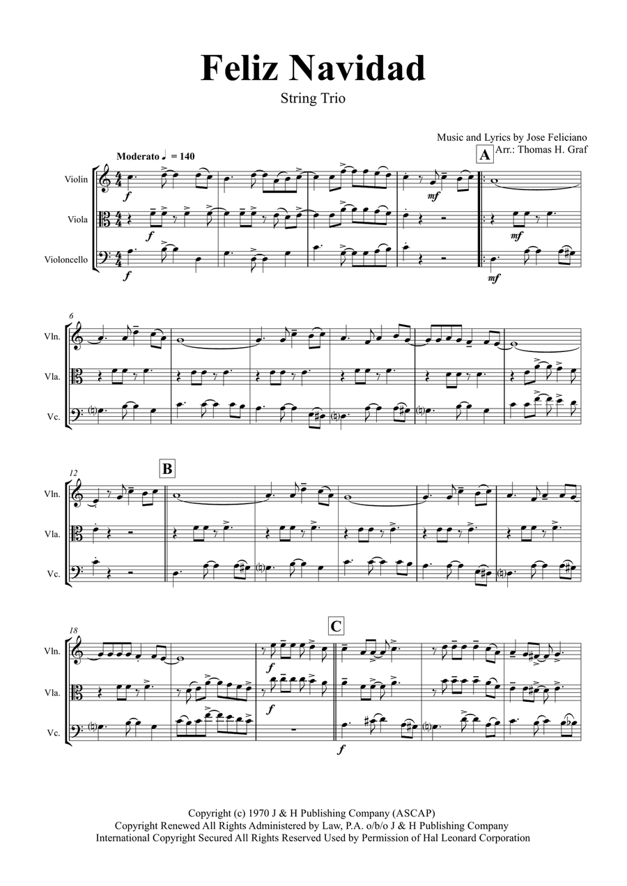Feliz Navidad String Trio scores gallery preview page 2
