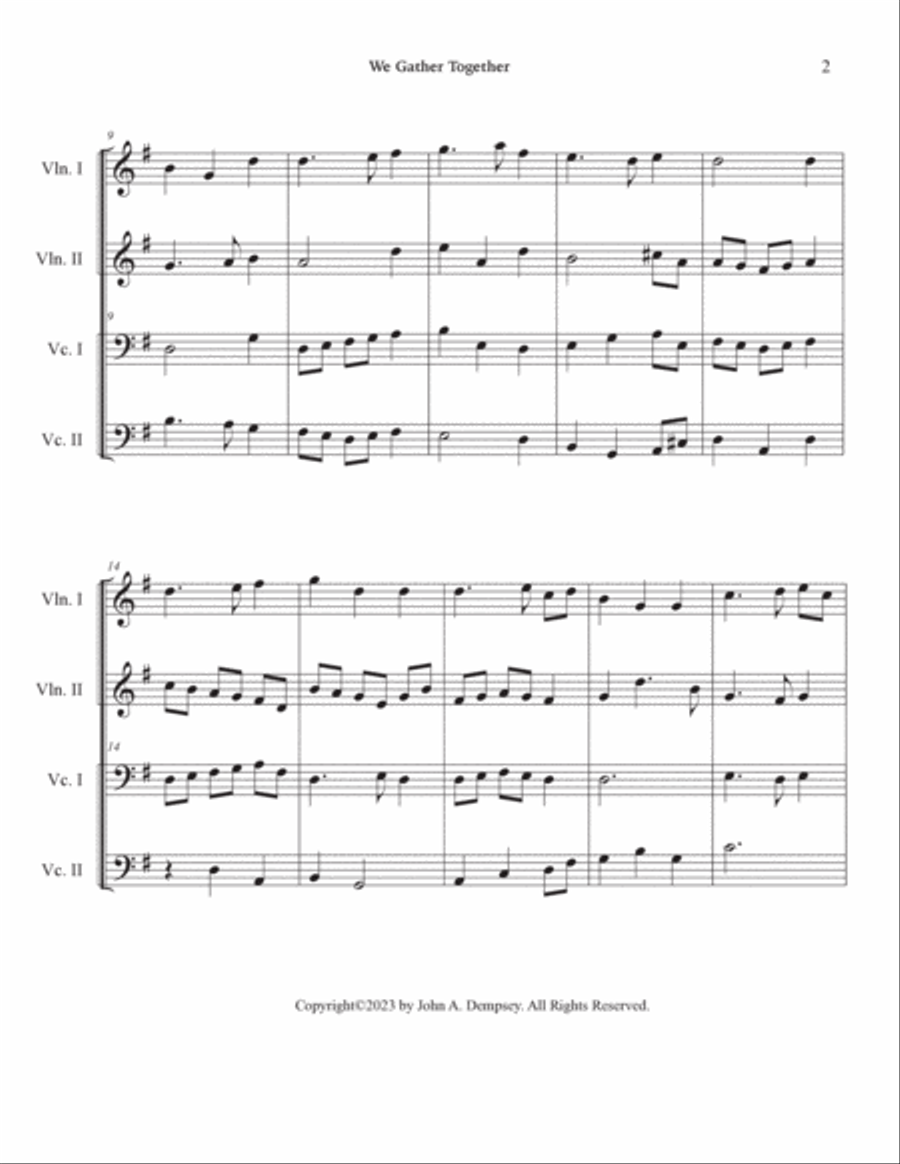 We Gather Together (String Quartet): Two Violins and Two Cellos String Quartet scores gallery preview page 6