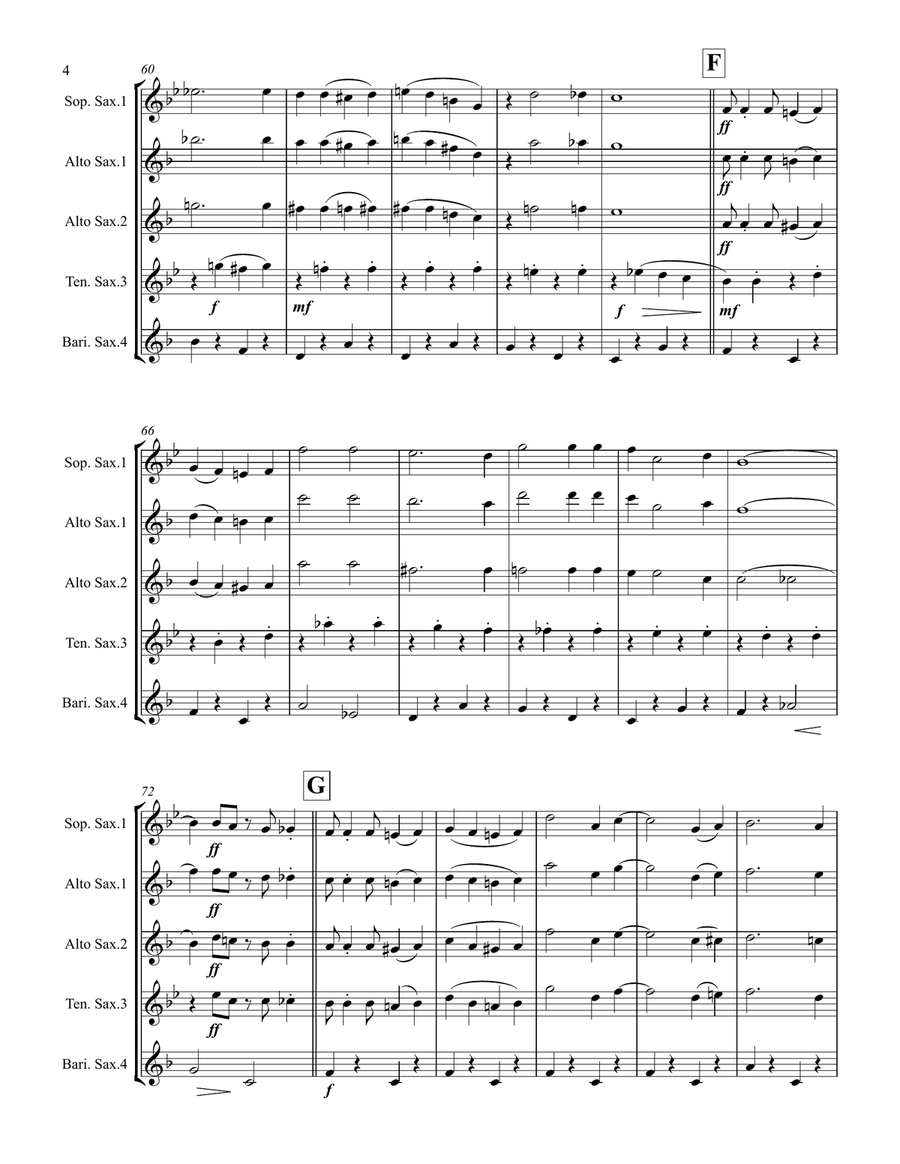 Mele Kalikimaka Saxophone Quartet scores gallery preview page 5